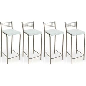 Banqueta De Cozinha Gênova B705 Kit 4 Un Niquel Branco 106