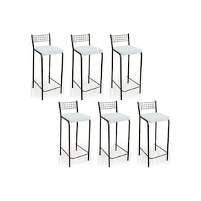 Banqueta De Cozinha Gênova B705 Kit 6 Un Bronze Branco 106