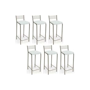 Banqueta De Cozinha Gênova B705 Kit 6 Un Niquel Branco 106