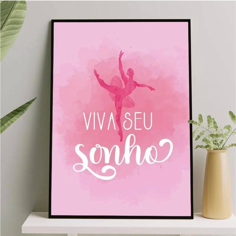 Quadro Bailarina Viva Seu Sonho 33X24Cm - Com Vidro Preta