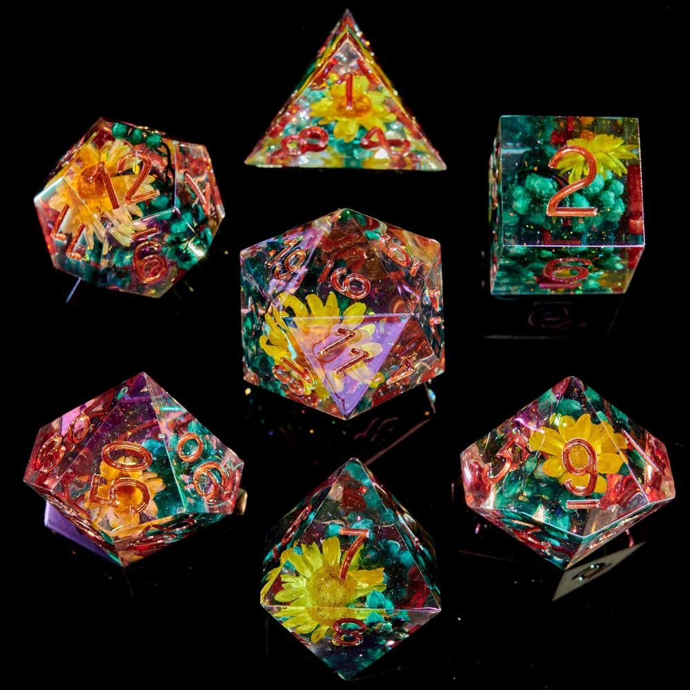 Conjunto de dados FugaCity DND Shiny Star & Flowers Resin, 7 unidades
