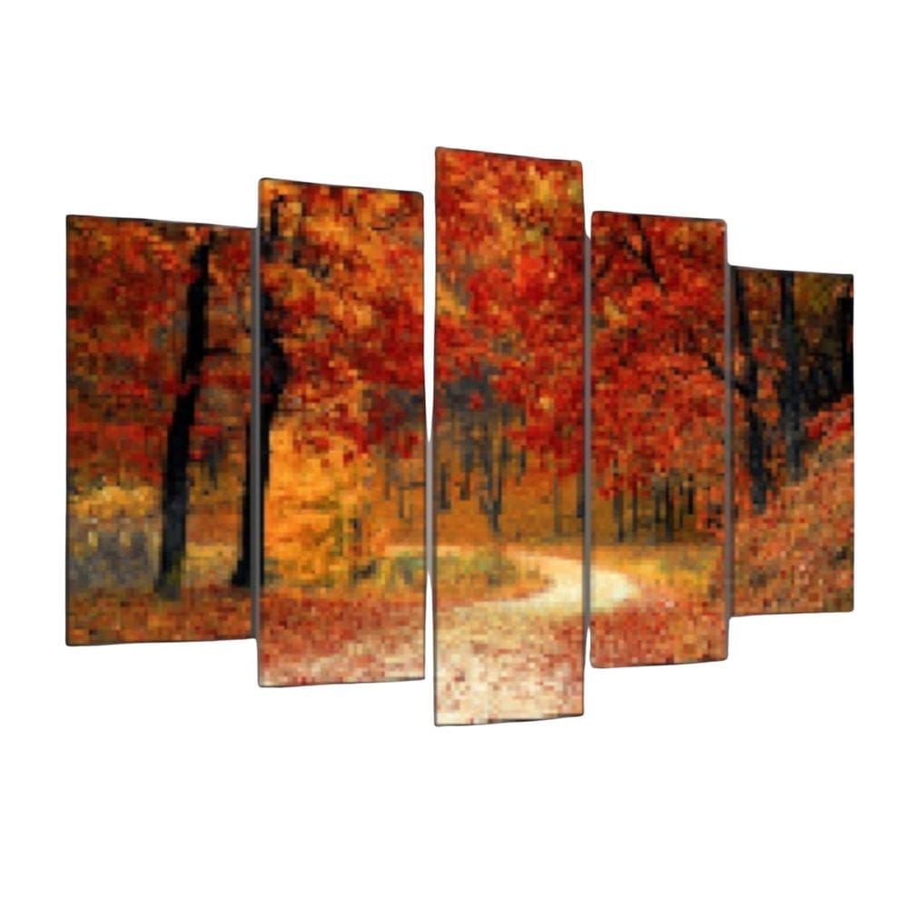 Quadro Decorativo Mosaico 5 Peças Mod120 Floresta Outono