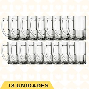 Kit 18 Canecas Vidro Vitamina 320ML Sucos Cerveja Chopp