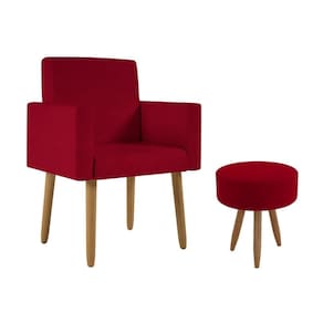Poltrona Decorativa Cadeira Consultorio Com Puff - Balaqui Cor:vermelho Vermelho