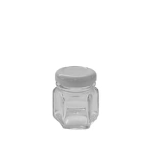 Pote De Vidro 40 Ml Sextavado Com Tampa Branca Kit Com 25 Un