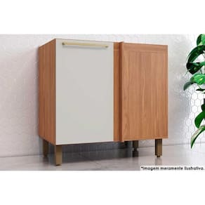 Módulos De Cozinha Requinte Balcão Requinte Canto Reto Com 1 Porta Sem Tampo 84cm Nature Areia2 Aéreos + 1 Balcão + 1 Complemento