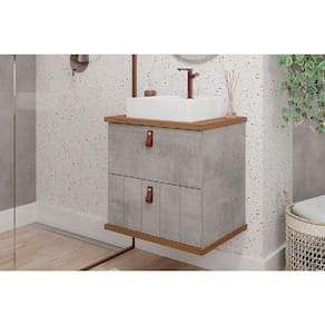 Bancada De Banheiro Balcão Milano 1 Porta E 1 Gaveta C- Cuba 60cm Cimento-freijo - Mgm