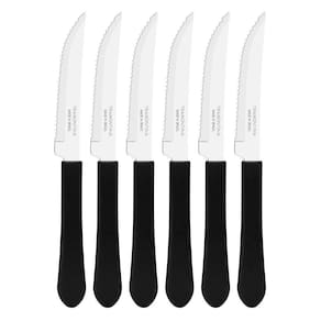 Kit 6 Facas De Mesa Churrasco Tramontina Leme Inox Cabo Preto