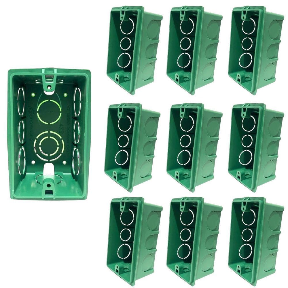 Kit 10 Caixa De Luz 4X2 Retangular Pvc Verde