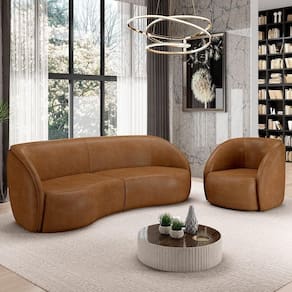 Sofá 4 Lugares Para Sala Living Orgânico 240cm Eron M03 Couríssimo Whisky - Lyam Decor