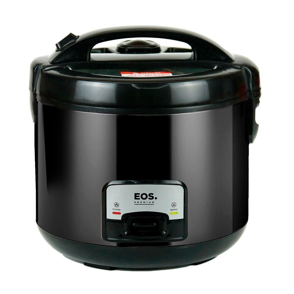Panela Elétrica de Arroz EOS 5 Xícaras Inox All Black com Tampa de Vidro Clear Glass EPA05PP 110V