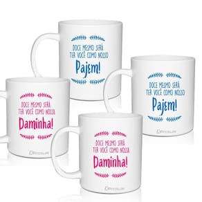 Kit 4 Canecas Brancas Lembrança Personalizadas Pajem&Daminha