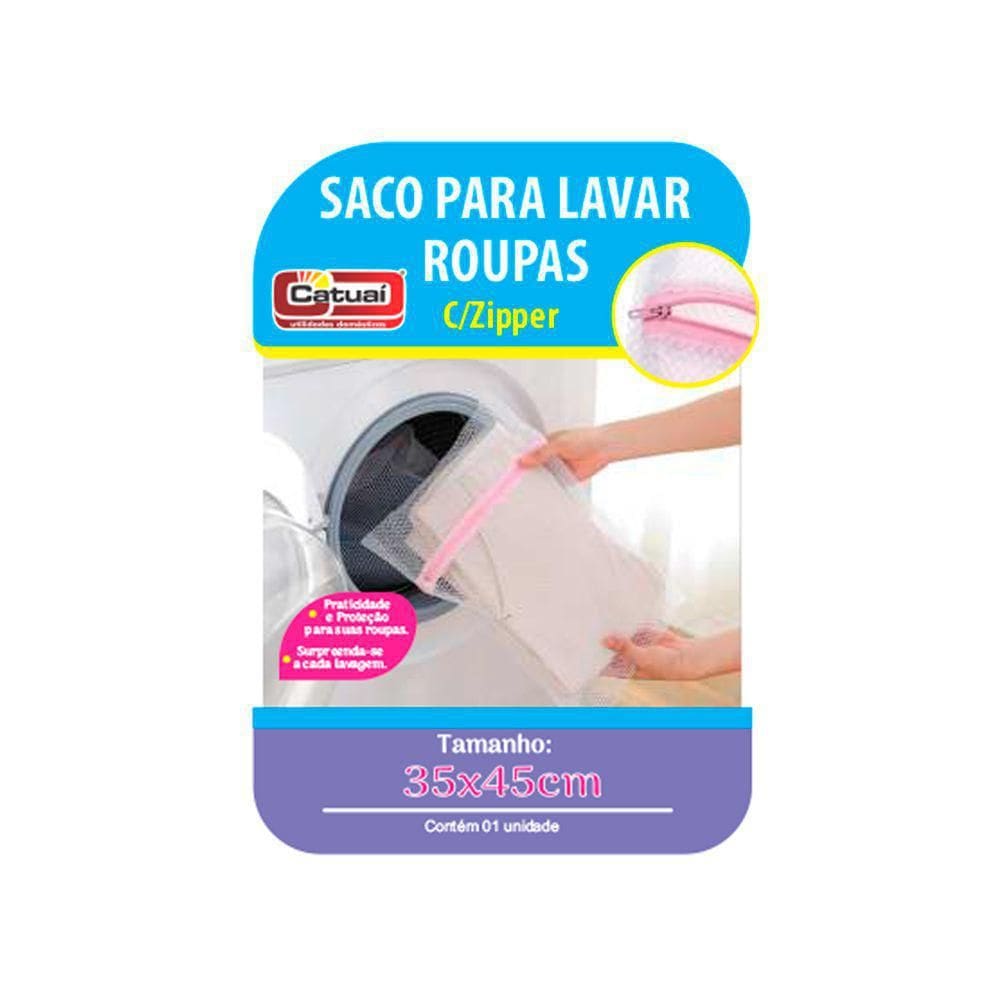 Saco Para Lavar Roupa Com Zíper 35X45Cm