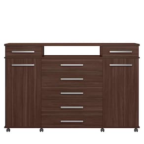 Cômoda Sapateira 2 Portas 7 Gavetas Com Rodízios River Café Touch