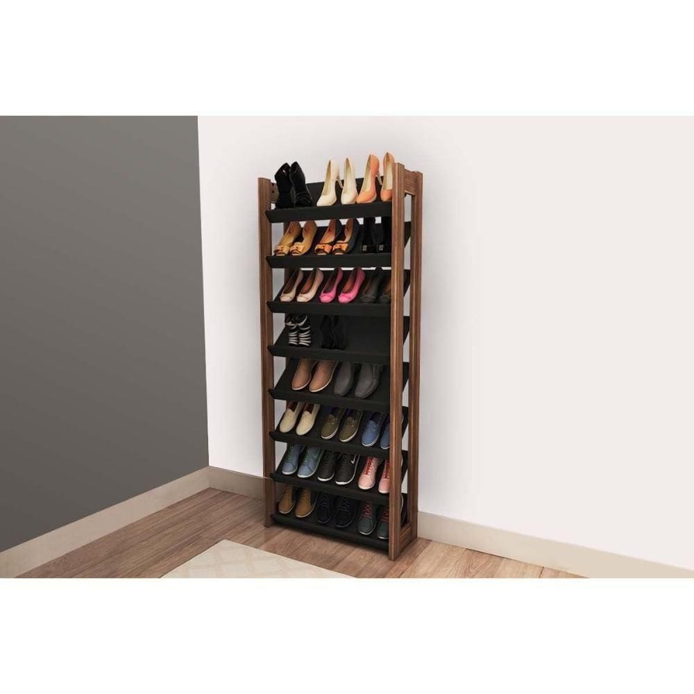 Armário Sapateira Casal Az1006 C- 8 Prateleiras Preto-nogal - Tecno Mobili