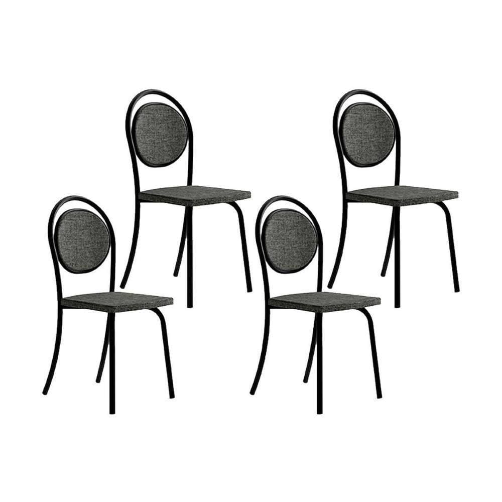 Cadeira De Cozinha 1738 Kit 4 Uni Preto Grafite Preto