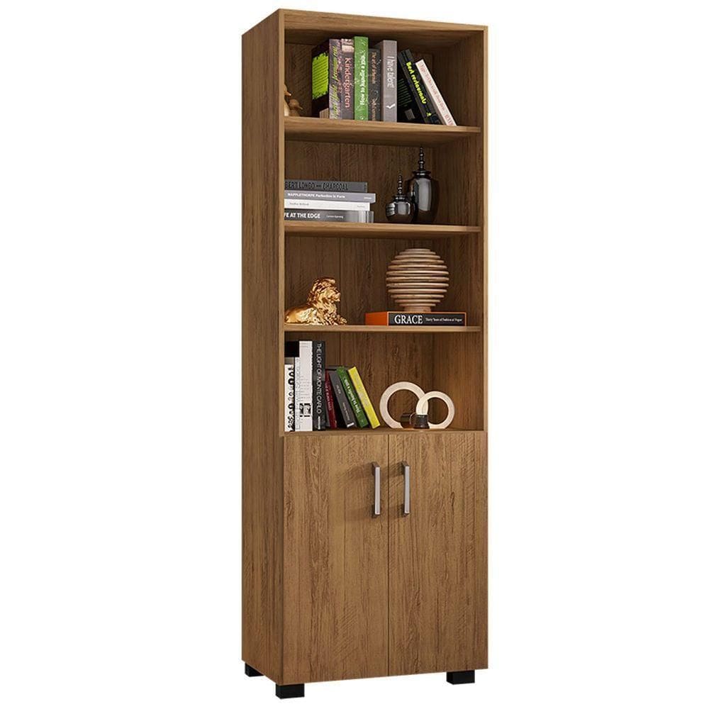 Livreiro 5 Prateleiras C- Portas Pequenas Office Freijó