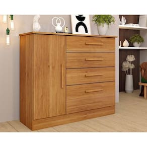 Cômoda Solteiro Chicago C- 1 Porta E 4 Gavetas Cinamomo - Tcil Móveis