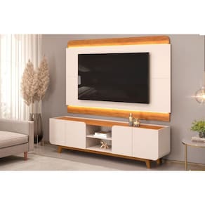 Home P- Tv Até 75 Polegadas Nadine C- Led E Nichos 220x196cm Off White-freijó - Dj Móveis