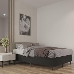 Cama Box Casal Confort Acabamento Suede Pés De Madeira - Preto