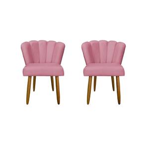 Kit 2 Cadeiras Flor Luxo Mesa De Jantar Moderna Balaqui Decor Rosa