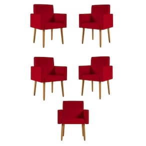 Kit 05 Poltronas Nina Decorativa Para Recepção Balaqui Decor Vermelho