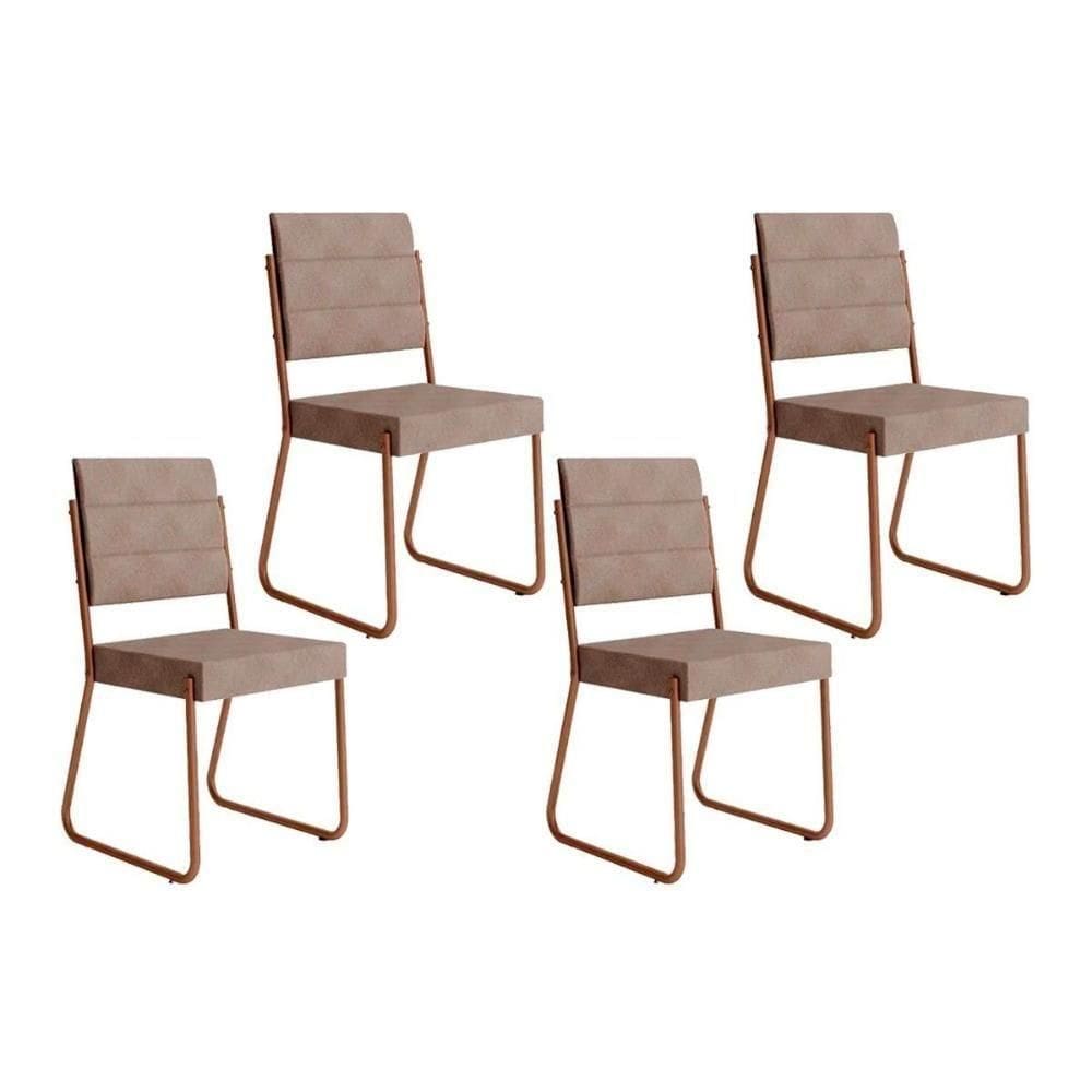 Cadeira De Cozinha 1736 Kit 4 Uni Rose Areia Caramelo