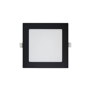 Painel De Led Blumenau Slim Quadrado De Embutir 12w Bivolt Preto 6500k Luz Branca