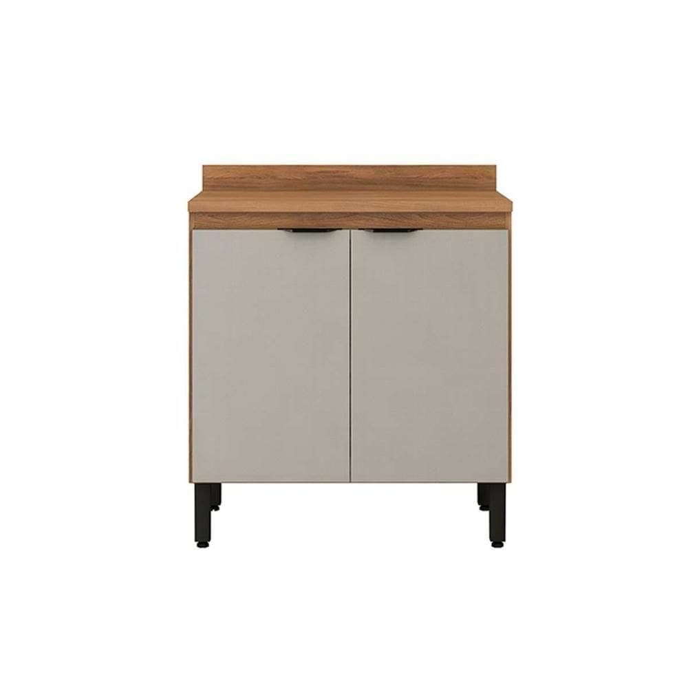 Balcão Cozinha Para Cooktop Com Tampo Firenze Com 2 Portas 80cm Amendola Nude Tx