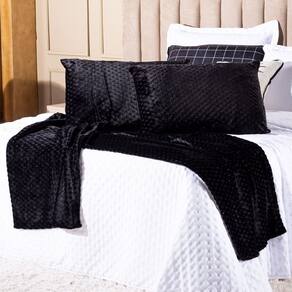 Kit de Peseira Para Cama Majestic com Fronhas 03 Peças - Tecido Mantinha Flannel em Toque de Seda Brilhante