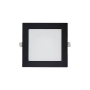 Painel De Led Blumenau Slim Quadrado De Embutir 12w Bivolt Preto 3000k Luz Amarela