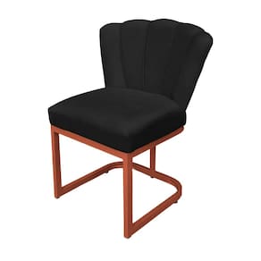 Cadeira Flor para Consultório Veludo Preto Base Cobre - Vallisa Decor