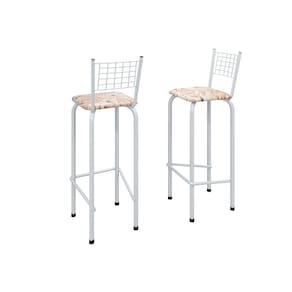 Kit com 2 Banquetas Tubular Iza 36cm X 41cm X 96cm Bege / Branco