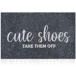 Tapete de boas-vindas AOAOPQ Cute Shoes TAKE THEM Off 60x90cm cinza