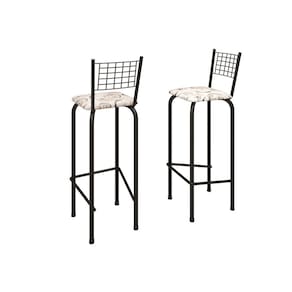 Kit com 2 Banquetas Tubular Iza 96x36x41 Cm Preto