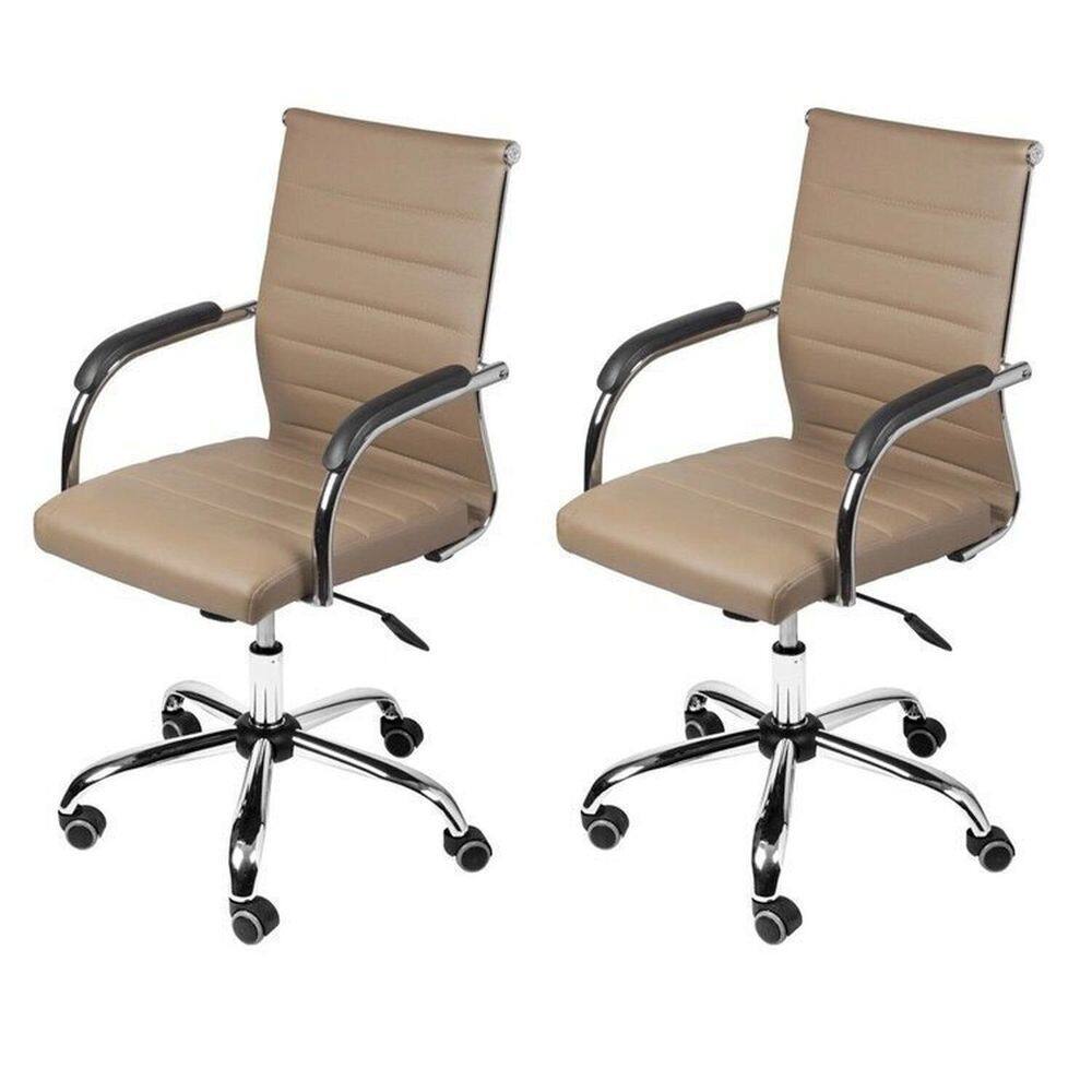 Kit 2 Cadeiras para Escritório Diretor Esteirinha Florença Caramelo
