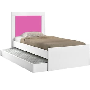 Cama Luara Solteiro COM Cama Auxiliar Cambel Cor Branco/Rosa