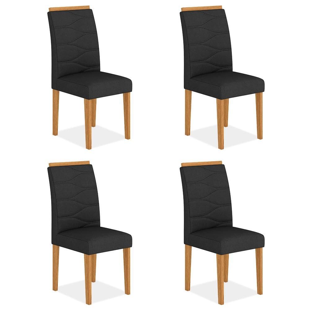 Kit 4 Cadeiras Estofadas Vitória Cinamomo/preto- Móveis Arapongas
