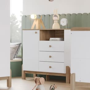 Cômoda Infantil 3 Gavetas 1 Porta com Pés Carinho Henn