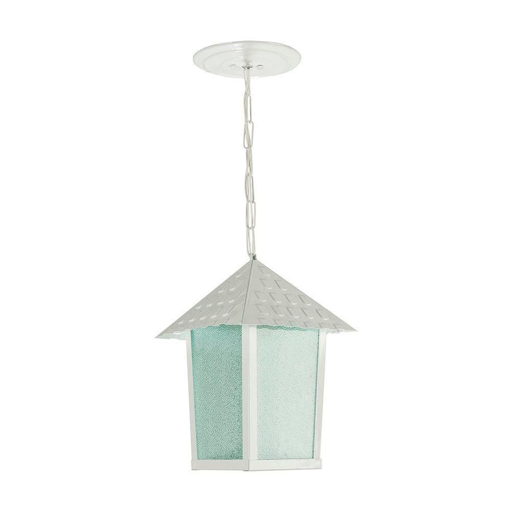 Lustre Pendente Blumenau Colonial Quadrado Vidro Pontilhado E27 Bivolt Branco