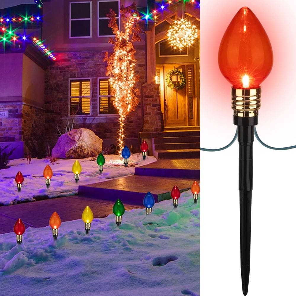 Christmas Pathway Lights Brightown C9, 10 lâmpadas, 10,6 m, pacote com 2