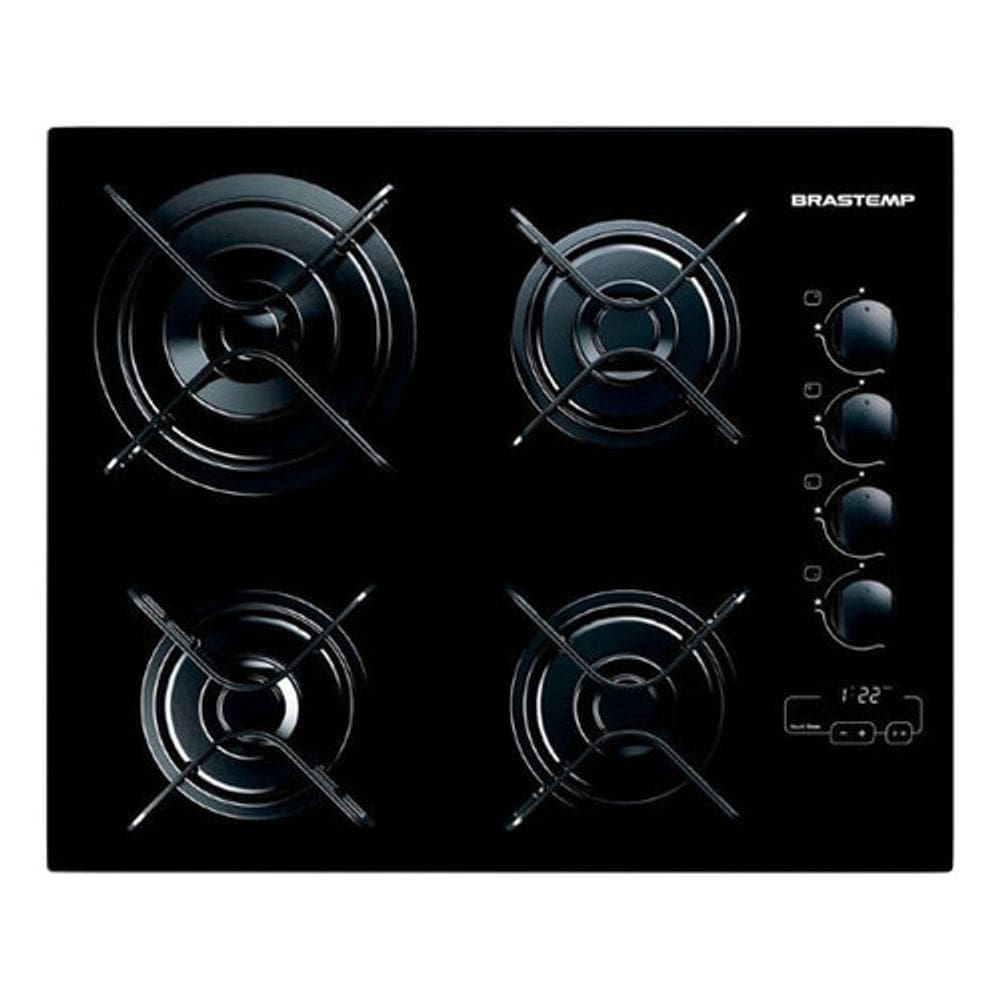 Cooktop A Gas Vidro Timer Touch 4 Bocas 49x59cm - Brastemp