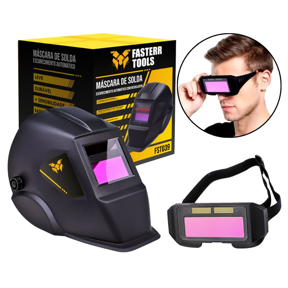 Mascara de solda Com Óculos de solda Escurecimento automático Fasterr