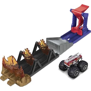 Toy Playset Hot Wheels Monster Trucks com caminhão de bombeiros de 5 alarmes