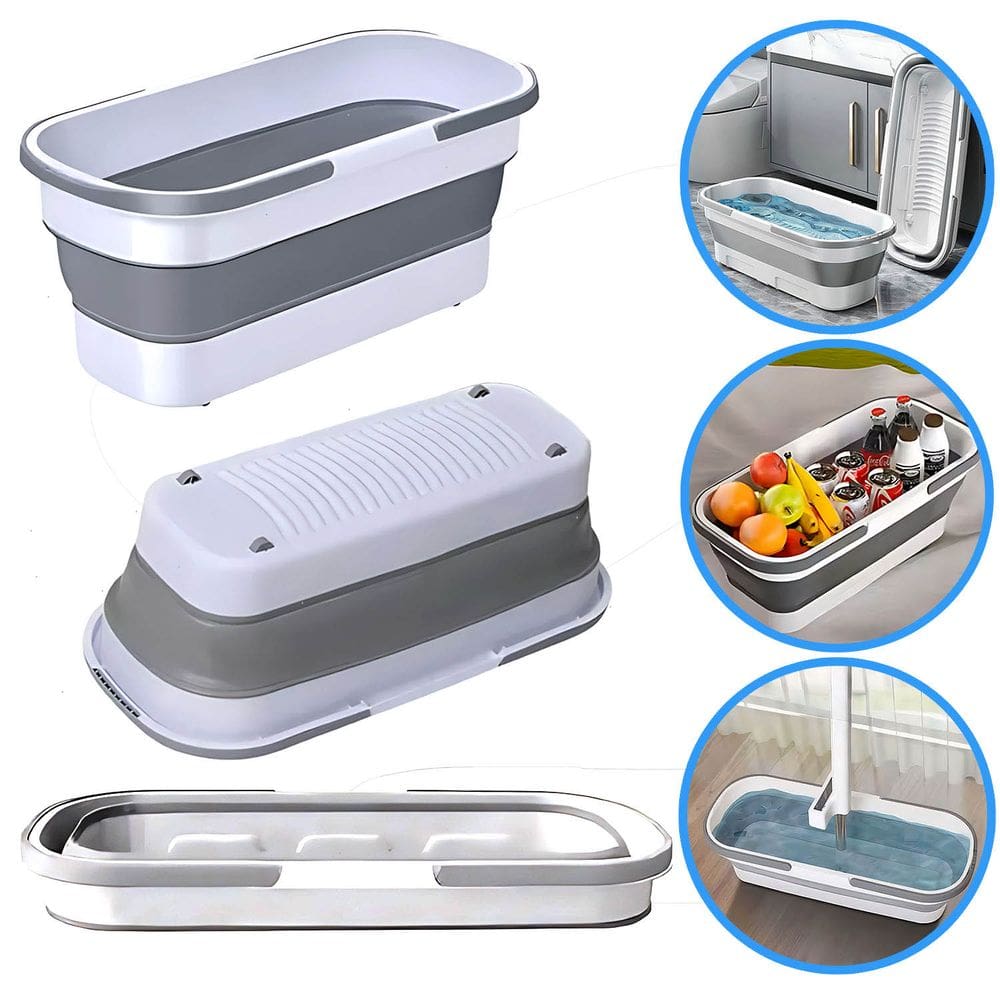 Balde Retrátil Silicone Com Rodinhas E Alça 55x25cm Multiuso 16 Litros