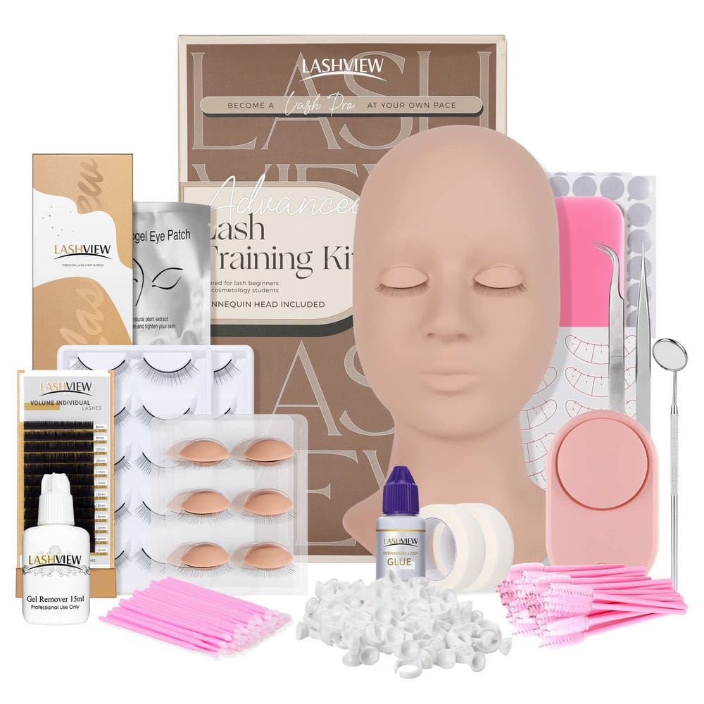 Kit prático de extensão de cílios LASHVIEW 338 unidades com manequim