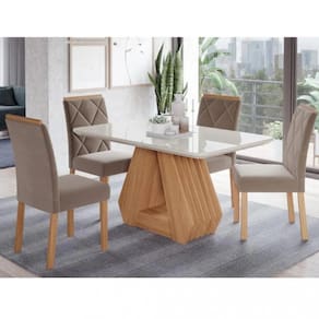 Conjunto Sala de Jantar Mesa �gata 130cm 4 cadeiras Fernanda Cimol