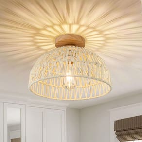 Lâmpada de teto Chandelier OCWHT Rattan embutida 32cm