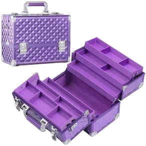 Estojo organizador de maquiagem FRENESSA Extra Large com 6 bandejas roxas