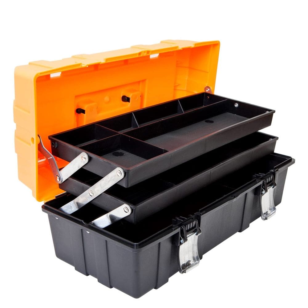Caixa de ferramentas Torin Plastic de 3 camadas de 17 polegadas preta/laranja ATRJH-3430T